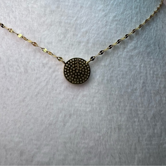 Dainty Fine Circle Reversible Gold/Sparkle CZ Necklace 18” - Picture 6 of 13